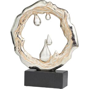 Deco 79 Aluminum Abstract Sculpture with Marble Base, 14" x 3" x 17", Silver