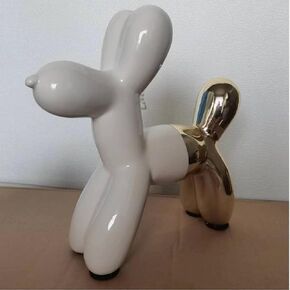 Modern Home Decor Ceramic Dog Statues and Figurines Ornament Coffee Table Decorations for Living Room Bedroom Office Shelf Bookshelf Decor-White Gold Sculpture