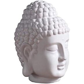 Ceramic Buddha Head Decoration Statues Buddhism Religious Statues Sculpture Decoration Collection for Home and Office Decorations (Matte White)