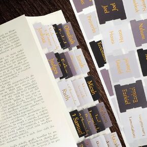 NEWEST 96 Pieces Bible Tabs, Black Bible Tabs for Men Large Print Bible Tabs for Study Bible Gold Foil Bible Book Tabs for for Old and New Testament, 30 Blank Bible Index Tabs