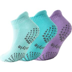 Hstyle 6 Pairs of Yoga Socks with Grips for Women and Men,Ideal for Ballet,Barefoot Workout,Pilates Grip Socks Non Slip Socks