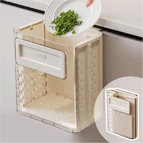 Hanging Kitchen Trash Can Collapsible Trash Bin Magnetic Garbage Bin Plastic Waste Can Compost Bin Garbage Can for Kitchen Bedroom Bathroom Cabinet