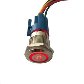 ESUPPORT 12V Car Vehicle Red LED Light Emergency Hazard Warning Push Button Metal Toggle Switch Socket Plug 19mm