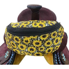Showman Sunflower & Cheetah Print Insulated Nylon Saddle Pouch
