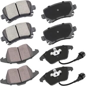 Ceramic front rear Brake Pads Kits 8pcs Brakes Pads Set Compatible with Audi A3,A3 Quattro,TT,TT Quattro,for VW CC,for Jetta,for Eos,for Golf,for GTI,for Passat,for Passat CC