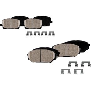 Callahan CPK11233 FRONT + REAR Performance Grade Quiet Low Dust [8] Ceramic Brake Pads + Dual Layer Rubber Shims + Hardware