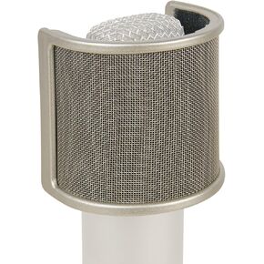 Geekria for Creators Mic Metal Pop Filter, Windscreen Cover with Metal Mesh and Foam Filter, Antipop Mask Compatible with Audio-Technica AT2020, FIFINE K669B, Rode NT-USB (Size S/Nickel)