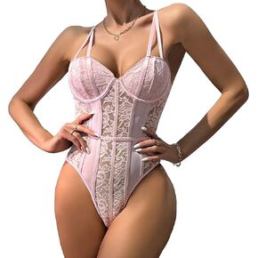 OONAISE Women's Sheer Mesh Sleeveless V-Neck Lace See Through Cami Bodysuit Tops Going Out Tops