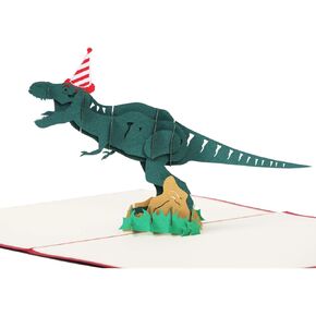 LANGXUN 3D Pop Up Dinosaur Happy Birthday Card, Jurassic Tyrannosaurus Card, Personalized Kid Funny Greeting Cards Birthday