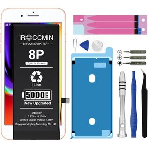 بطارية بديلة لهاتف iPhone 8 Plus، بطارية بديلة عالية السعة 5000 مللي أمبير في الساعة لهاتف iPhone 8 Plus موديل A1864 A1897 A1898 مع أدوات إصلاح احترافية in Kuwait