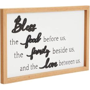 Farmlyn Creek Wooden Bless the Food Before Us Sign, Farmhouse-Themed Decor for Kitchen, Dining Room Wall (16 x 9 In)