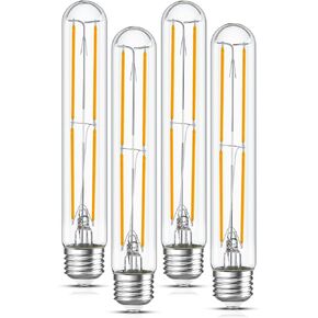 Tubular Light Bulb 7.3 Inch Dimmable T10 LED Bulb E26 6W 60 Watts Edison Bulbs 2700K Solf White,185mm Long for Wall Sconces, Pendant, Livingroom, 4-Pack