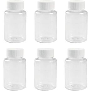 50PCS 30ml/1oz Empty Refillable Plastic Round Bottles Storing Tablet Container Holder Convenient Case Box Portable Travel Bottles (White)