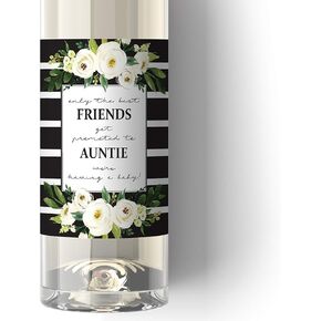 ملصقات زجاجات النبيذ لإعلان الحمل المحايدة جنسانيًا ● مجموعة من 6 ● فقط أفضل الأصدقاء يتم ترقيتهم إلى ملصقات نبيذ AUNTIE ● ملصقات Baby Due Wine، إعلان الأزهار للطفل، مقاوم للعوامل الجوية، A40-6F1 in Kuwait