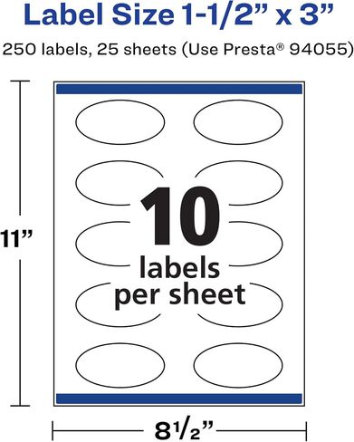 Avery Matte White Removable Oval Labels with Sure Feed Technology, Print-to-The-Edge, 1.5" x 3", 1,000 Removable Labels, Laser/Inkjet Printable Labels in Saudi Arabia