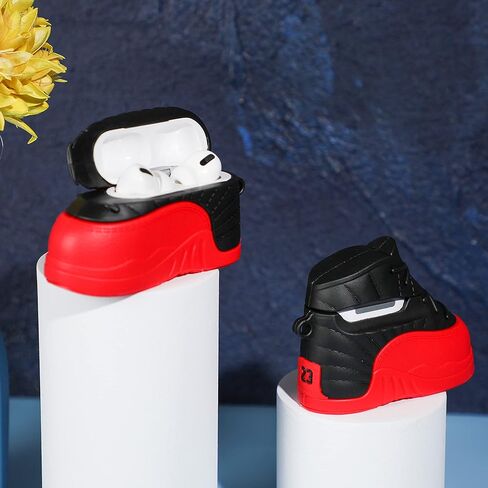 حافظة Lupct Fashion لـ AirPod Pro 2019/Pro 2 Gen 2022، حافظات تغطية لطيفة ومضحكة ورائعة للرجال والأولاد والبنات المراهقات والنساء، شخصية ممتعة ثلاثية الأبعاد عصرية وأنيقة جدًا لـ AirPods Pro Air Pods Pro (حذاء أسود أحمر) in Kuwait