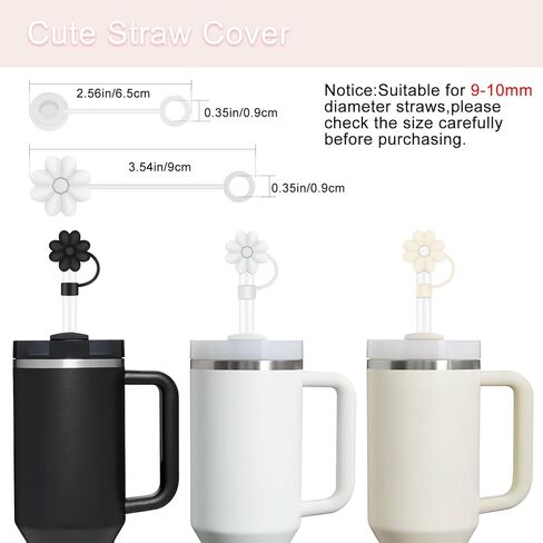 6 قطع إكسسوارات لكوب ستانلي 20-40 أونصة، 2 غطاء ماصة، 2 ماصة بديلة، 1 فرشاة ماصة، 1 حذاء متضمن، أغطية غطاء ماصة من السيليكون (كريمي) in Kuwait