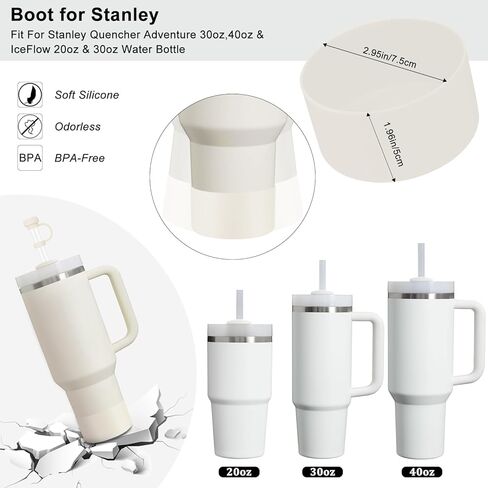 6 قطع إكسسوارات لكوب ستانلي 20-40 أونصة، 2 غطاء ماصة، 2 ماصة بديلة، 1 فرشاة ماصة، 1 حذاء متضمن، أغطية غطاء ماصة من السيليكون (كريمي) in Kuwait