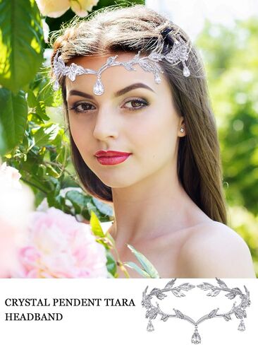 Maitys Rhinestone Halloween Leaf Wedding Tiara and 2 Pairs Fairy Pixie Elf Ears Soft Elf Ears Cosplay Accessories(Silver) in Saudi Arabia