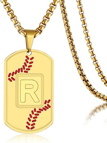 Baseball Initial Dog Tag Necklace for Men,Personalized Baseball A-Z Letter Charm Military Pendant Accessories Jewelry Gift for Boys Sports Athletes in Saudi Arabia
