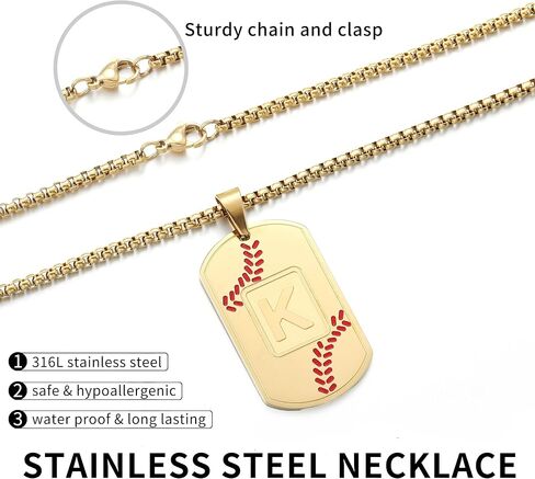 Baseball Initial Dog Tag Necklace for Men,Personalized Baseball A-Z Letter Charm Military Pendant Accessories Jewelry Gift for Boys Sports Athletes in Saudi Arabia