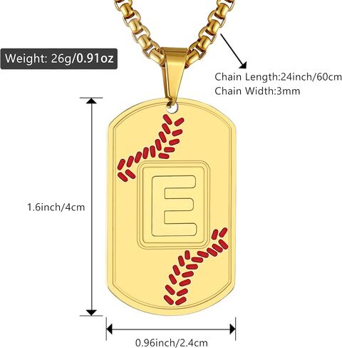 Baseball Initial Dog Tag Necklace for Men,Personalized Baseball A-Z Letter Charm Military Pendant Accessories Jewelry Gift for Boys Sports Athletes in Saudi Arabia
