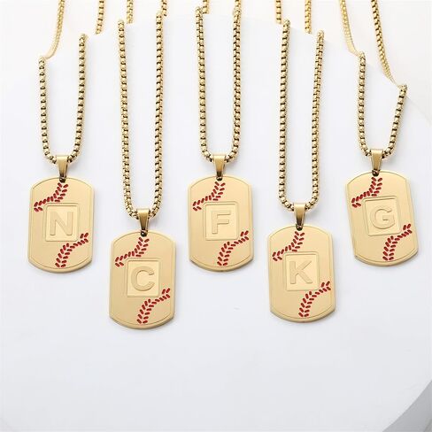 Baseball Initial Dog Tag Necklace for Men,Personalized Baseball A-Z Letter Charm Military Pendant Accessories Jewelry Gift for Boys Sports Athletes in Saudi Arabia