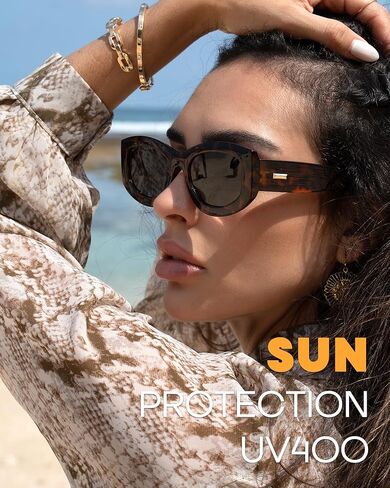 FURTALK Retro Polarized Sunglasses for Women Rectangular Cateye Classic UV400 Protection FT2314 in Kuwait