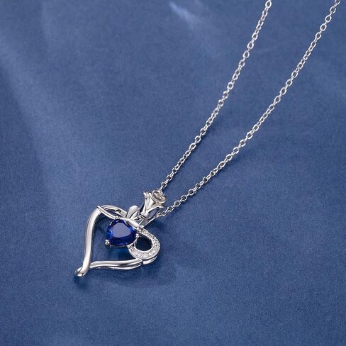 Heart Necklace Birthstone Necklaces for Women 925 Sterling Silver Jewelry Pendant Necklace Rose flower Mother Daughter Necklace for Mom Women Grandma Her Girlfriend in Saudi Arabia