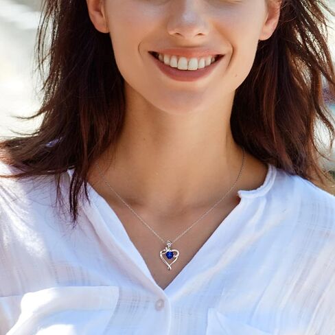 Heart Necklace Birthstone Necklaces for Women 925 Sterling Silver Jewelry Pendant Necklace Rose flower Mother Daughter Necklace for Mom Women Grandma Her Girlfriend in Saudi Arabia