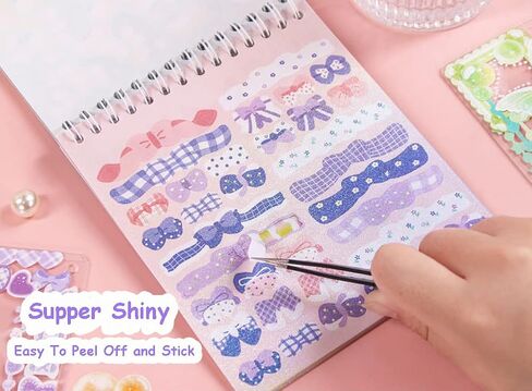 1800pcs Kpop Korean Photocard Stickers Book - Colorful Glitter Self-Adhesive Deco Stickers with Bubble Heart, Butterfly, Cat Cute Korean Deco for Journaling, Arts, Crafts, Scrapbook in Saudi Arabia