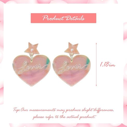 Pink Heart Earrings Hot Pink Earrings for Women Love Heart Dangle Earrings for Girlfriend Valentines Day Accessories Gifts… in Kuwait