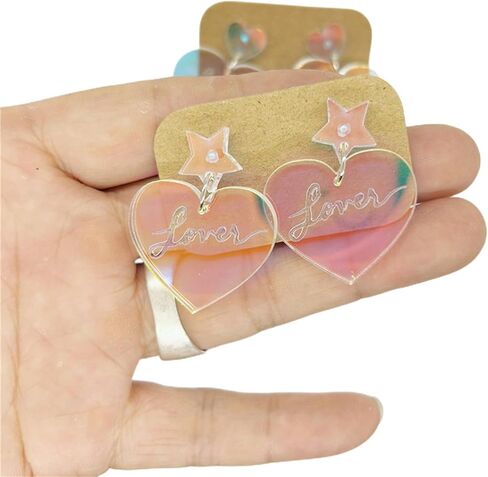 Pink Heart Earrings Hot Pink Earrings for Women Love Heart Dangle Earrings for Girlfriend Valentines Day Accessories Gifts… in Kuwait