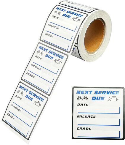 250 قطعة من ملصقات تغيير الزيت، 2 * 2 بوصة ملصقات نافذة تغيير الزيت، تذكير بتغيير زيت الزجاج الأمامي للنافذة، تذكير مستحق للخدمة، ملصقات مستحقة للخدمة التالية لنافذة السيارة التلقائية in Kuwait