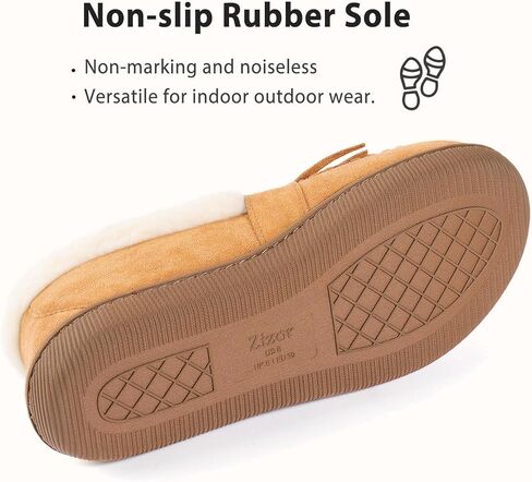 Zizor Moccasins Slippers Women, Vintage House Shoes, Indoor Outdoor, Memory Foam, Ladies Tassel Loafers, Warm Moc Pantuflas with Rubber Sole, Winter Gifts in Kuwait