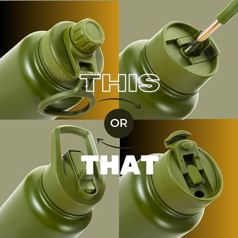 32 Oz Water Bottle With Straw - 1 Liter Stainless Steel Water Bottle With Wide Mouth Opening | Comes W/Sports Water Bottle Holder With Strap (32 OZ Sleeve) - Yellow in Saudi Arabia