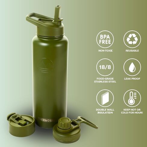 32 Oz Water Bottle With Straw - 1 Liter Stainless Steel Water Bottle With Wide Mouth Opening | Comes W/Sports Water Bottle Holder With Strap (32 OZ Sleeve) - Yellow in Saudi Arabia
