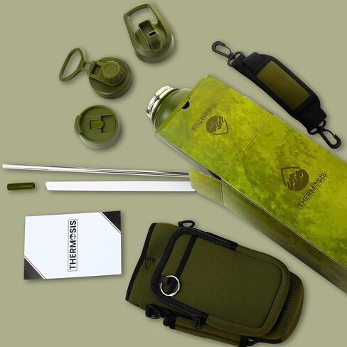 32 Oz Water Bottle With Straw - 1 Liter Stainless Steel Water Bottle With Wide Mouth Opening | Comes W/Sports Water Bottle Holder With Strap (32 OZ Sleeve) - Yellow in Saudi Arabia