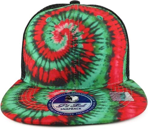 Trendy Apparel Shop Tie Dye Printed Mesh Back Flat Bill Snapback Cap in Saudi Arabia