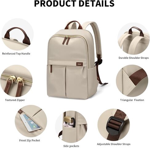GOLF SUPAGS Laptop Backpack with Separate Laptop Compartment Water Resistant Computer Backpacks Fits 15 Inch Notebook Travel Work Bags for Women (Apricot) in Kuwait