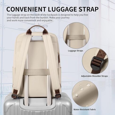 GOLF SUPAGS Laptop Backpack with Separate Laptop Compartment Water Resistant Computer Backpacks Fits 15 Inch Notebook Travel Work Bags for Women (Apricot) in Kuwait
