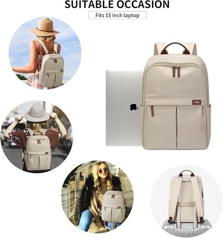 GOLF SUPAGS Laptop Backpack with Separate Laptop Compartment Water Resistant Computer Backpacks Fits 15 Inch Notebook Travel Work Bags for Women (Apricot) in Kuwait