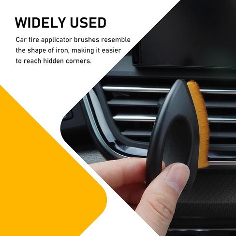 2 PCS Car Tire Cleaning Brush, High-Density Soft Bristle Polishing Beauty Brush with Cover, Air-Conditioning Seat Gap Interior Dust Brush, Universal for Most Car Accessories (Black & Brown) in Saudi Arabia