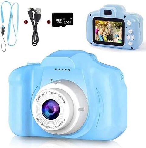 Kids Camera, Kids Selfie Camera, Selfie, Blue Children's Camera, Christmas Birthday Gifts for Boys Age 3-9, HD Digital Video Cameras for Toddler, Fun Kids Camera with 32GB Memory Card in Saudi Arabia