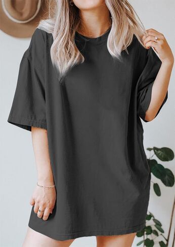Remidoo Women's Pattern Print Oversized Short Sleeve T Shirt Crewneck Casual Top in Saudi Arabia