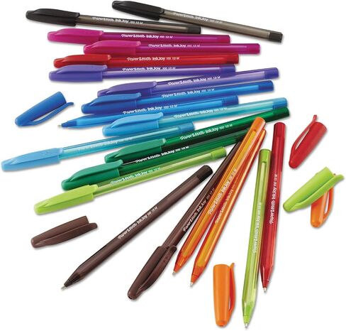Paper Mate Inkjoy 100 Ballpoint Pen, Stick, Medium 1 Mm, Black Ink, Black Barrel, Dozen in Saudi Arabia