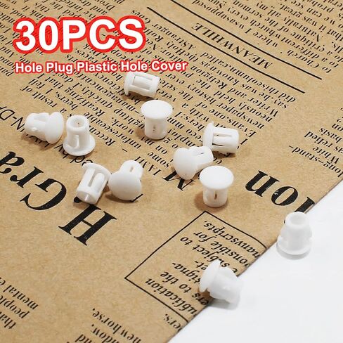 30Pcs 1-1/4 inch (32mm) White Hole Plugs, Plastic Round Flush Type Panel Plugs Fastener Cover for Furniture Protectors in Saudi Arabia