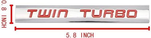 2X Twin Turbo Badge لوحة كروم معدنية درابزين ملصق مناسب لباب غطاء محرك السيارة 3.5L 6.4L 6.7L (كروم أسود) in Saudi Arabia