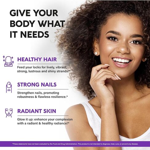 بيوتين 10000 ميكروجرام علكة | كولاجين | كيراتين | حمض الهيالورونيك | ب-مجمع | بالميتو المنشاري - دعم صحة الشعر، تقوية البشرة والأظافر - نكهة التوت الخالية من السكر - للنساء والرجال - نباتي، 60 علكة in Kuwait