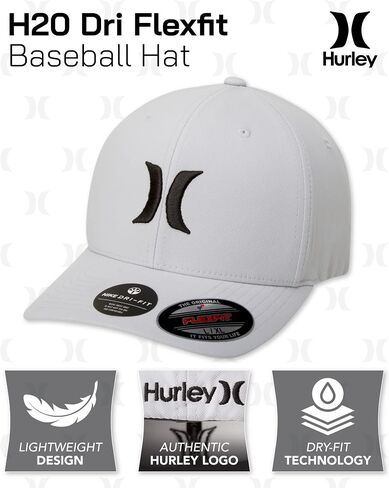 Hurley Men's H20 Dri One & Only Flexfit Baseball Cap, Size Large-X-Large, White/Black 2 in Saudi Arabia